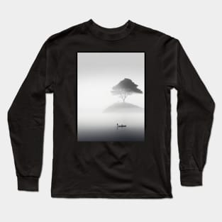 Silhouette of boat on sea Long Sleeve T-Shirt